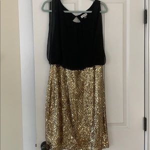 Calvin Klein black and gold sequin dress
